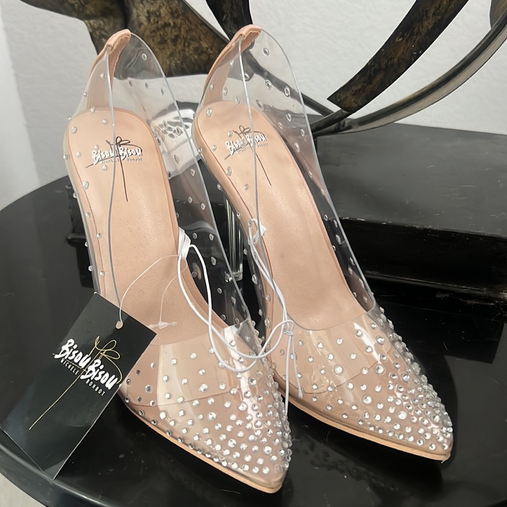Bisou Bisou clear studded heels